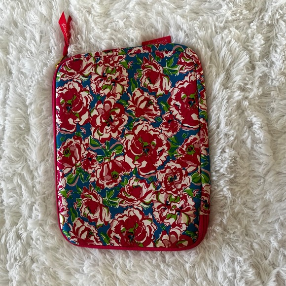 Lilly‎ Pulitzer Tablet Sleeve Case Floral Print Pink Blue Zippered Pouch Bag - Picture 4 of 6